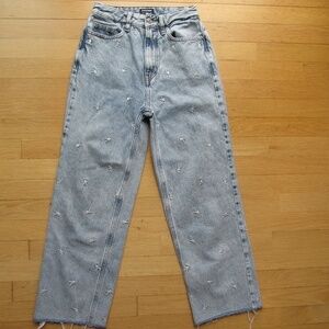 PLAYBOY By PacSun High Rise Boyfriend Bunny Embroidery Crop Jeans Women's Sz 24